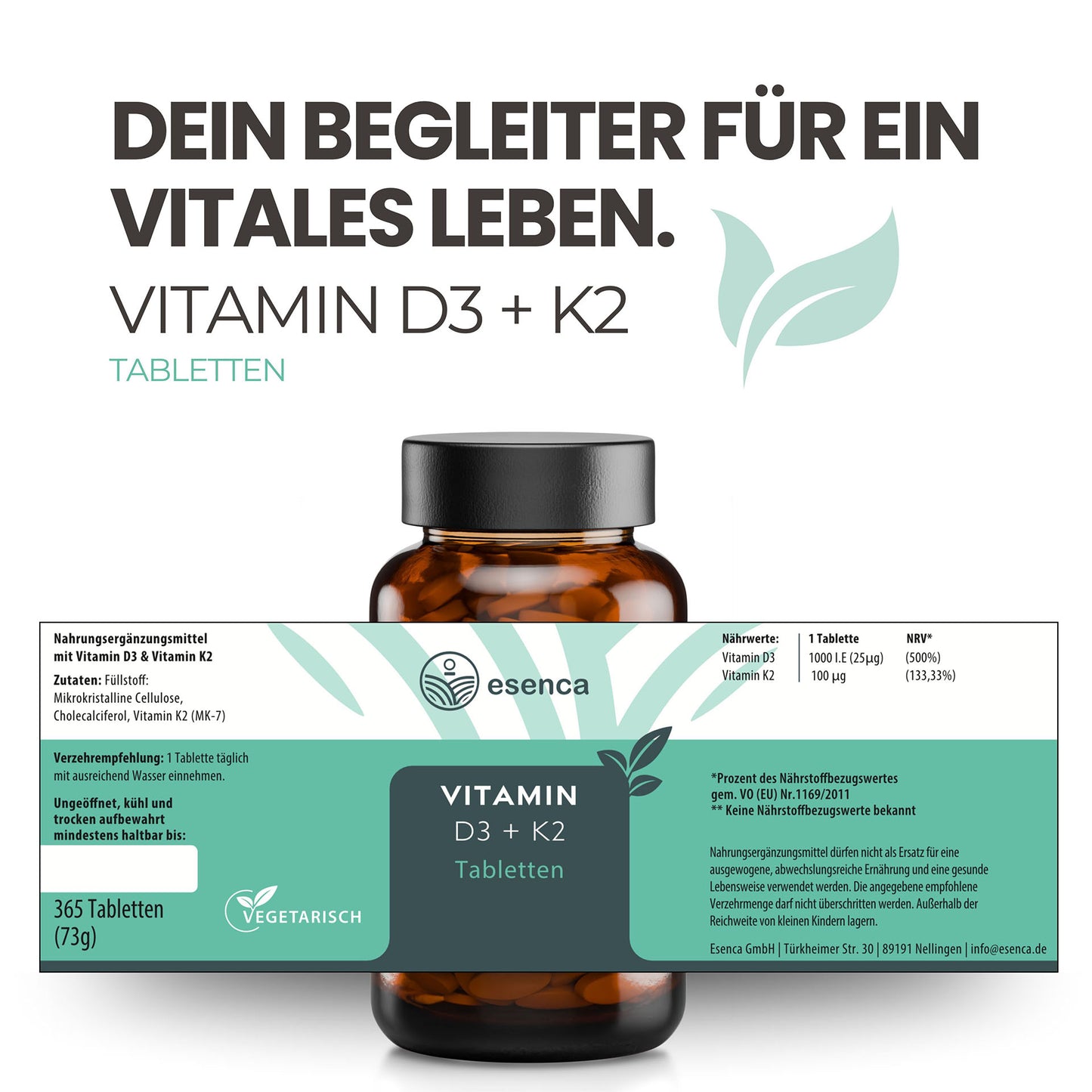 Vitamin D3 & K2 Tabletten